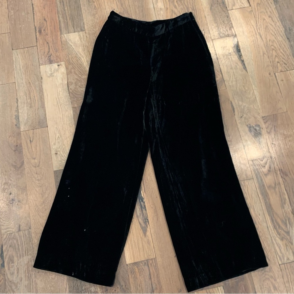 Spiegel Womans Vintage Black Velour Wide Leg Dress Pants Size 8